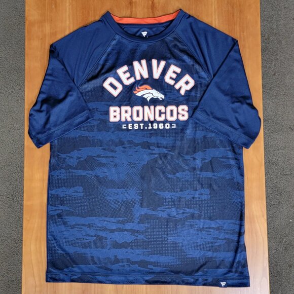 Mens Fanatics Navy Denver Broncos Football Camo Raglan T-Shirt - L - Picture 5 of 7